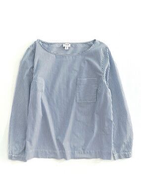 J. Crew Factory Popover Striped Shirt with Pocket Organic Cotton Size Medium